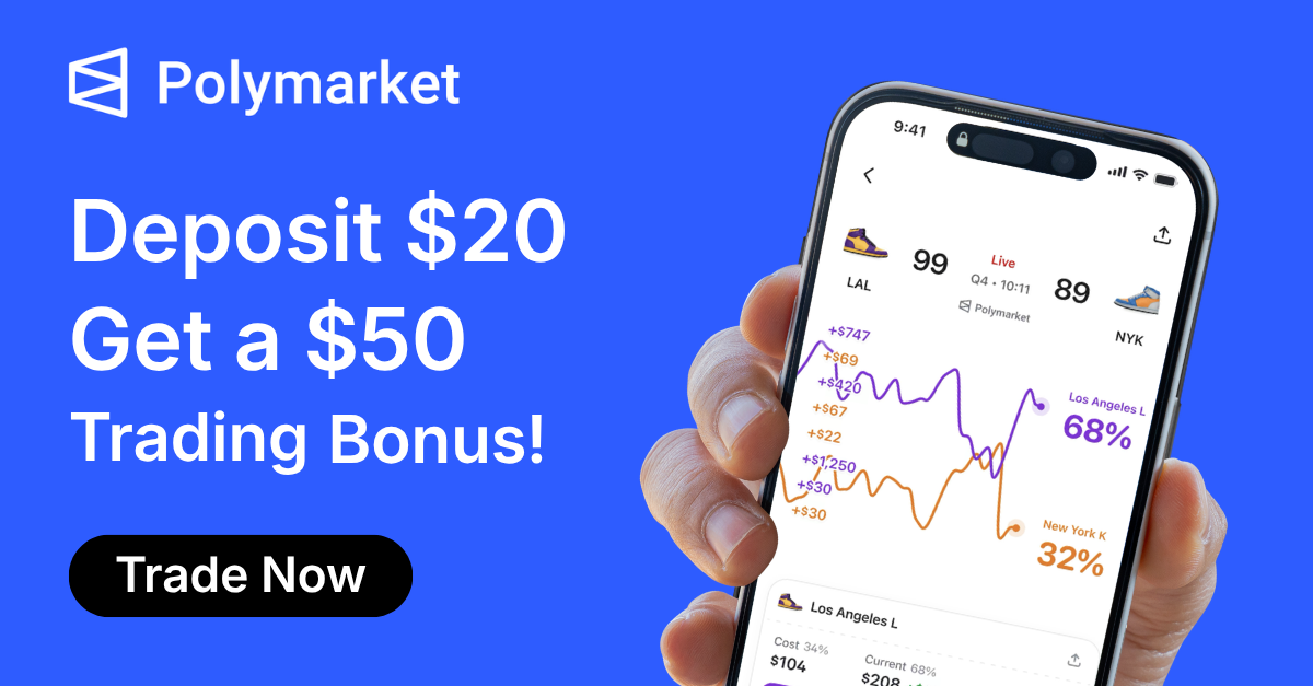Polymarket — Deposit $10, get a $50 trading bonus with code WINPREDITCS.