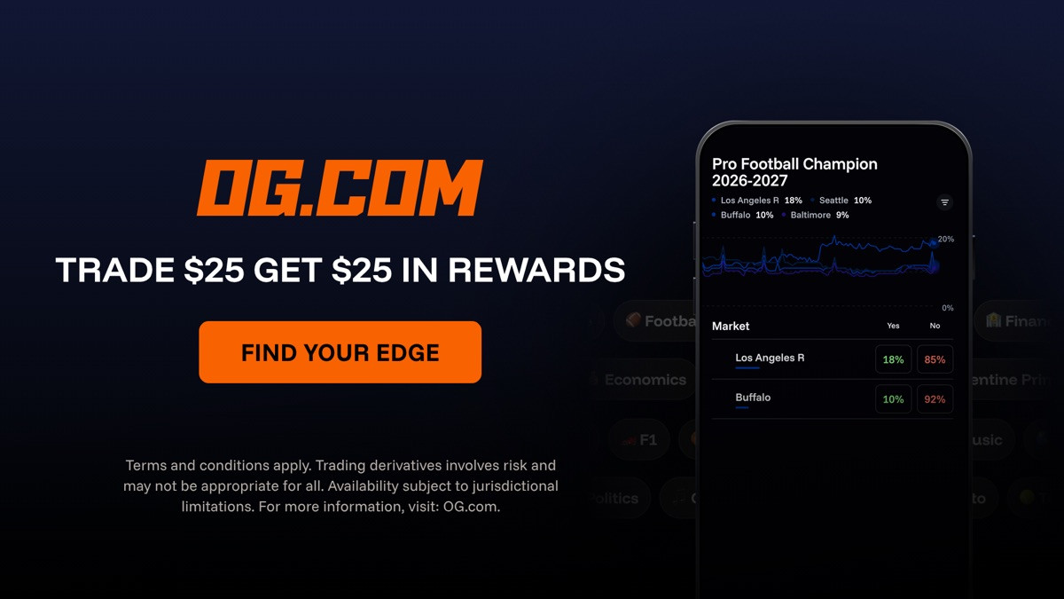 OG — trade $25, get $25 in rewards (new users only) with code WINPREDITCS.